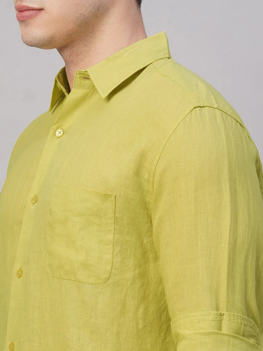 Men's Lemon 100% Linen Regular Fit Shirt