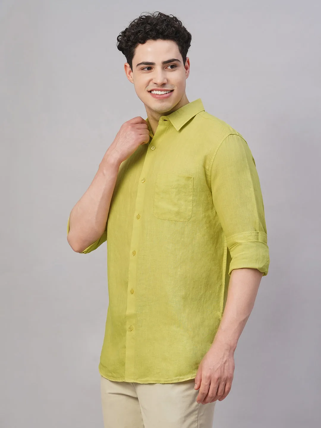 Men's Lemon 100% Linen Regular Fit Shirt