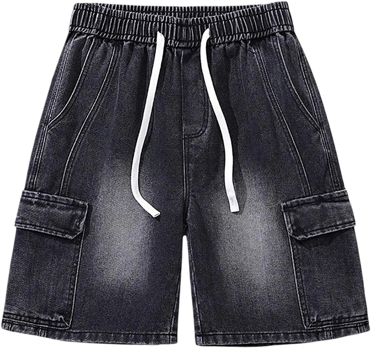 Mens Loose Denim Shorts Baggy Summer Casual Wide Leg Mid Jean Jorts Hip Hop Shorts with Pockets Streetwear