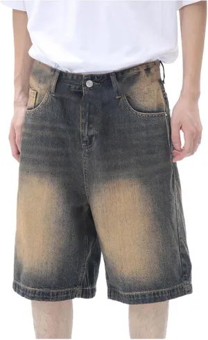 Mens Y2K Baggy Jean Shorts Casual Summer Hip Hop Aesthetic Pants Loose Fit Denim Shorts Trendy Outfits