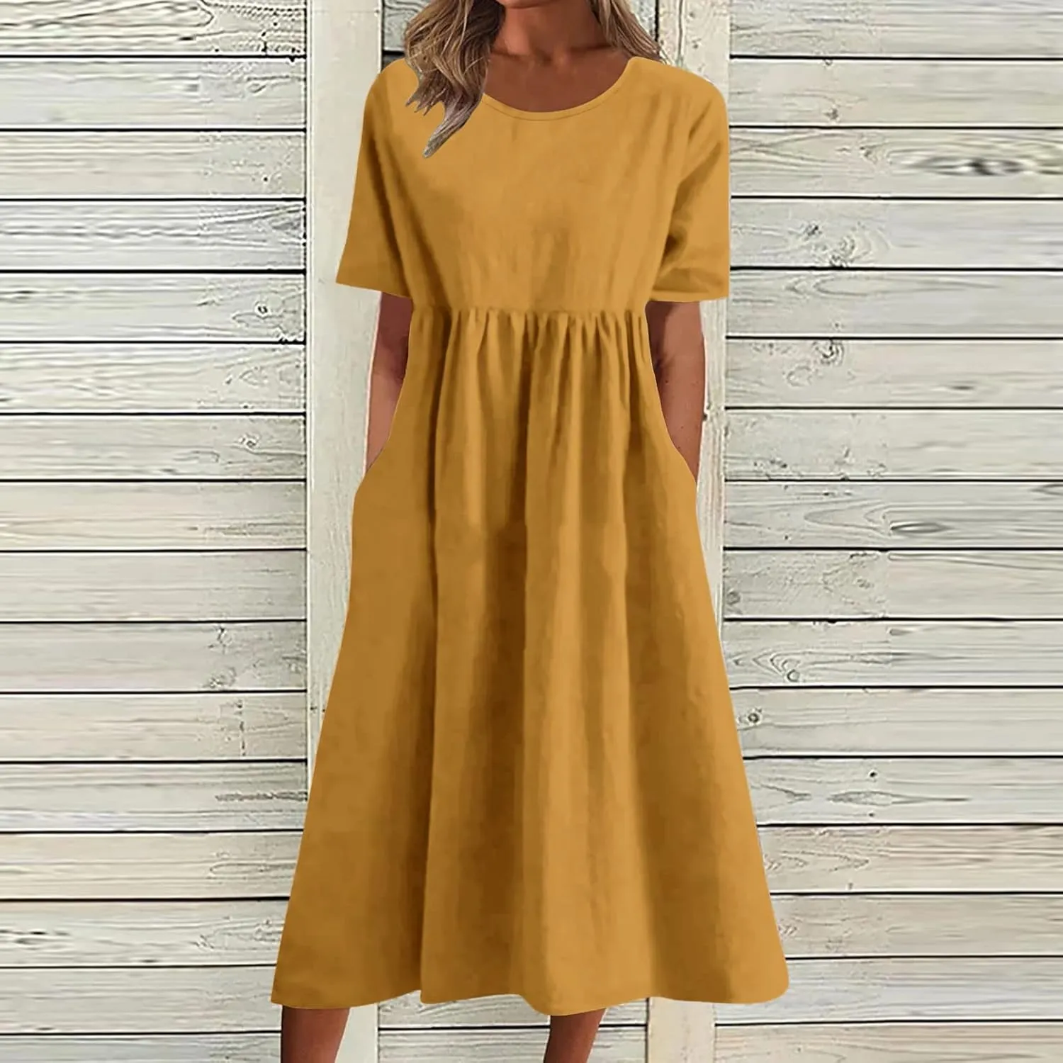 Midi Dresses for Women 2024 Casual Summer Fashion Short Sleeve T Shirts Dress Boho Beach Vacation Floral Print Cute Sundress