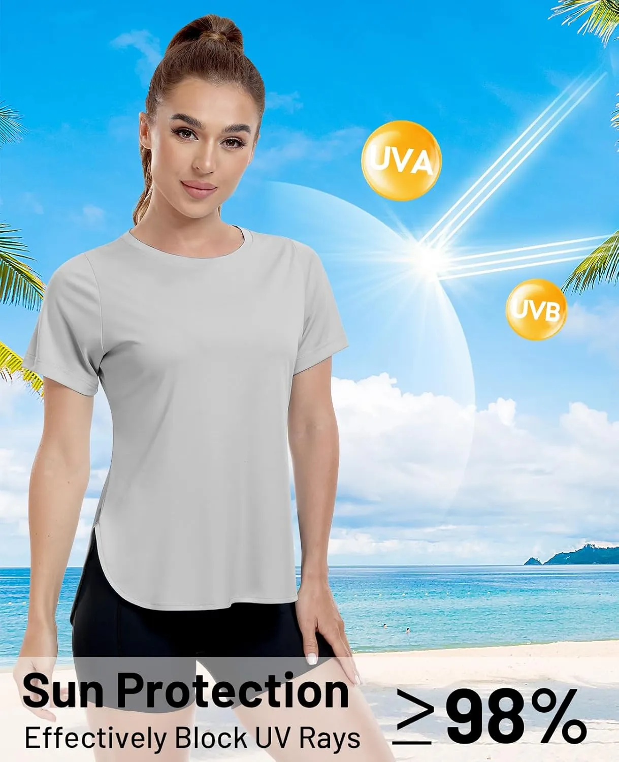 MIER Womens UPF 50  Sun Protection Workout Tops Short Sleeve UV SPF T-Shirts for Athletic Gym Exercise Yoga, Dry Fit