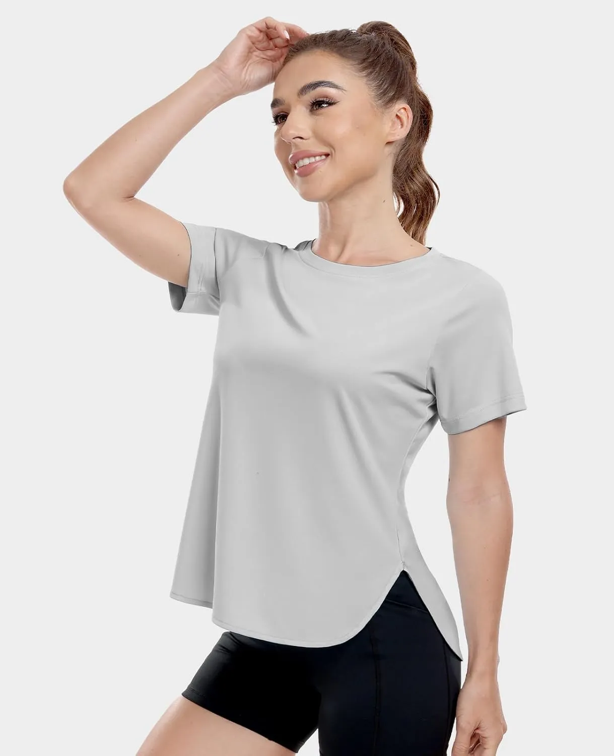MIER Womens UPF 50  Sun Protection Workout Tops Short Sleeve UV SPF T-Shirts for Athletic Gym Exercise Yoga, Dry Fit