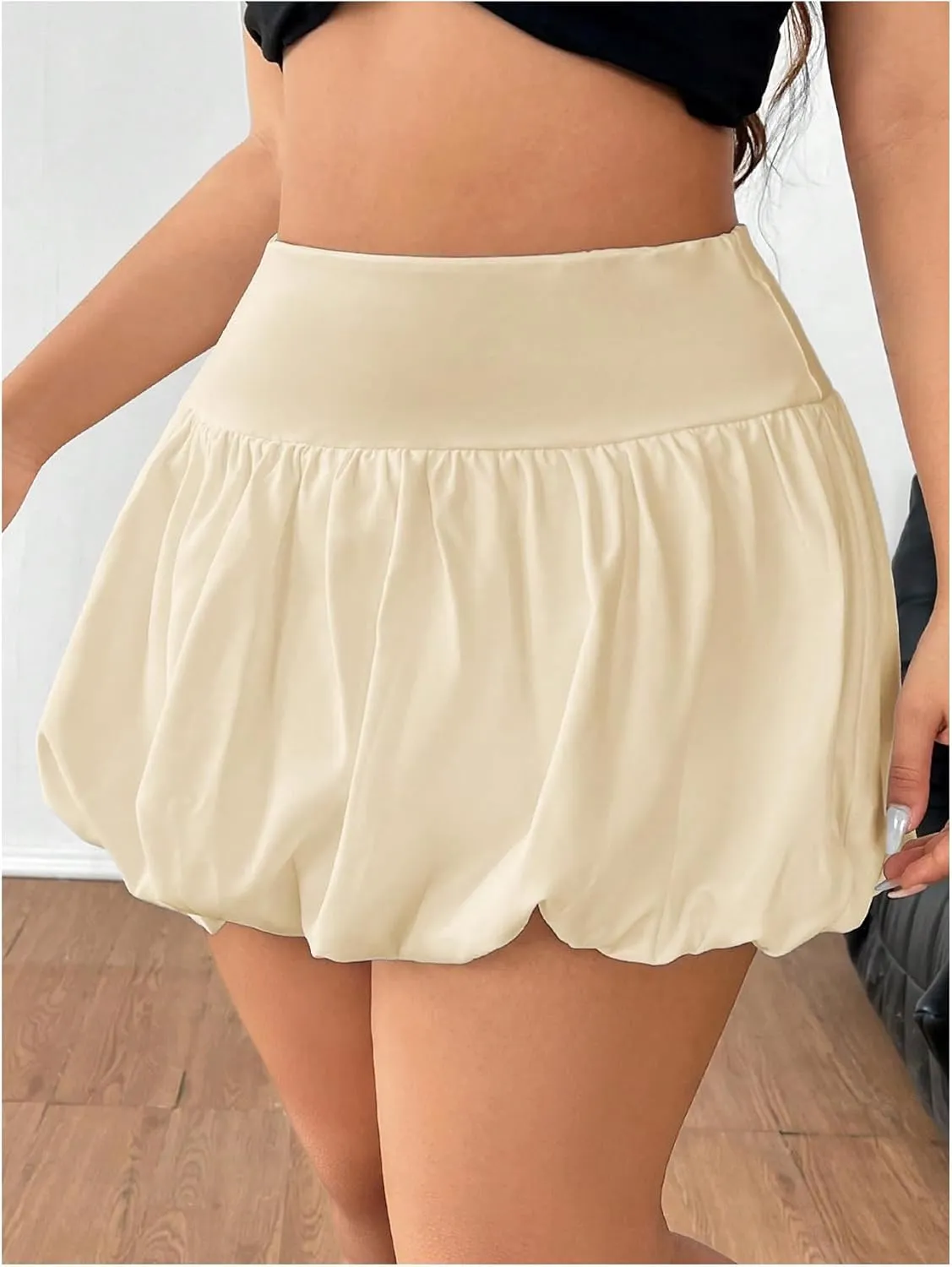 Milumia Women's Plus Size Bubble Mini Skirt High Wasted Flared Short Skirts