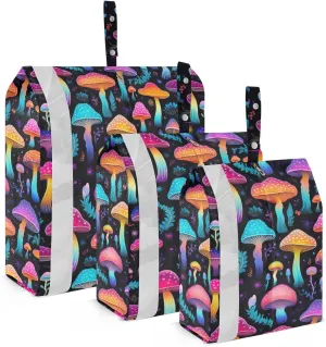 Mushroom Leaves Colorful Packing Cubes for Travel 3 Set Travel Packing Cubes Luggage Organizers for Suitcase