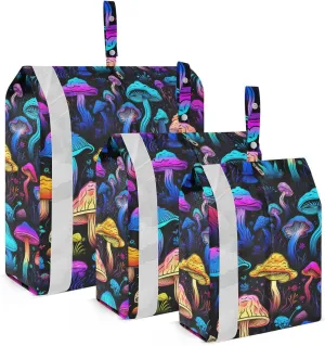 Mushrooms Magic Packing Cubes for Travel 3 Set Compression Packing Cubes Suitcase Organizer Bags Set for Woman Man
