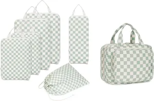 Narwey Hanging Toiletry Bag for Women with 6 Set Compression Packing Cubes