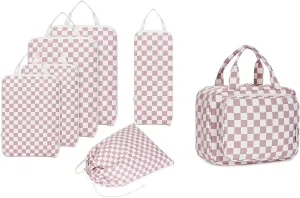 Narwey Hanging Toiletry Bag for Women with 6 Set Compression Packing Cubes