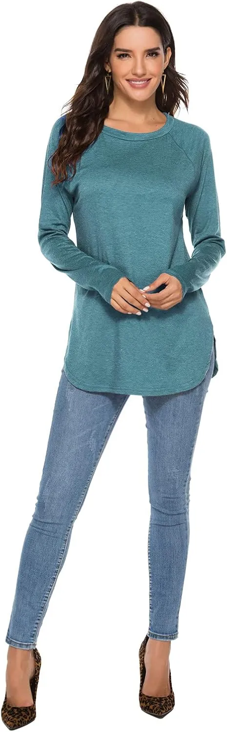 Newchoice Women's Casual Batwing Long Sleeve T Shirt Round Neck Basic Loose Tunic Tops