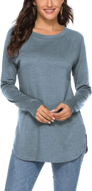 Newchoice Women's Casual Batwing Long Sleeve T Shirt Round Neck Basic Loose Tunic Tops