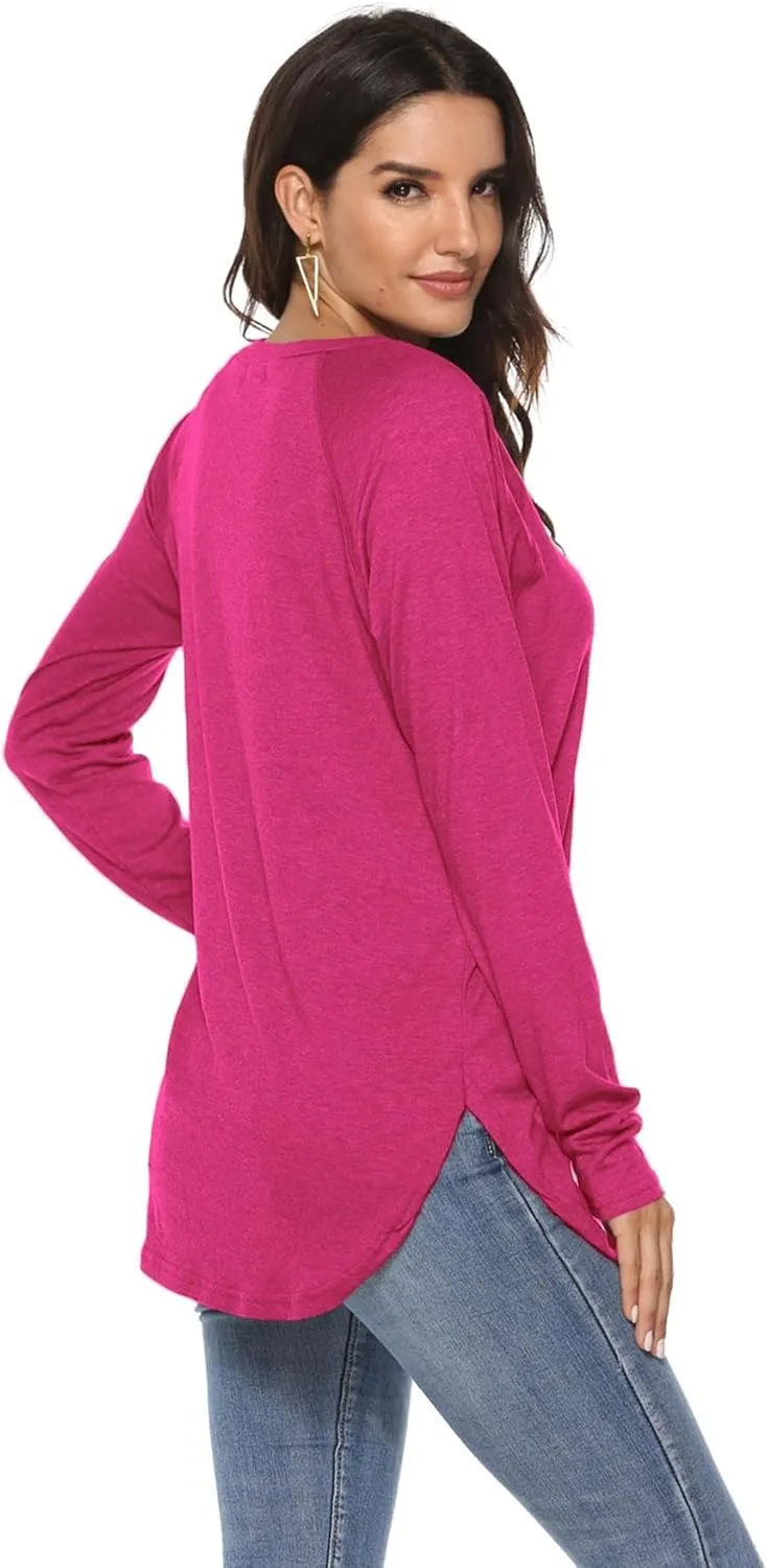 Newchoice Women's Casual Batwing Long Sleeve T Shirt Round Neck Basic Loose Tunic Tops