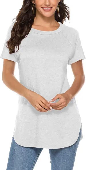 Newchoice Women's Casual Batwing Long Sleeve T Shirt Round Neck Basic Loose Tunic Tops