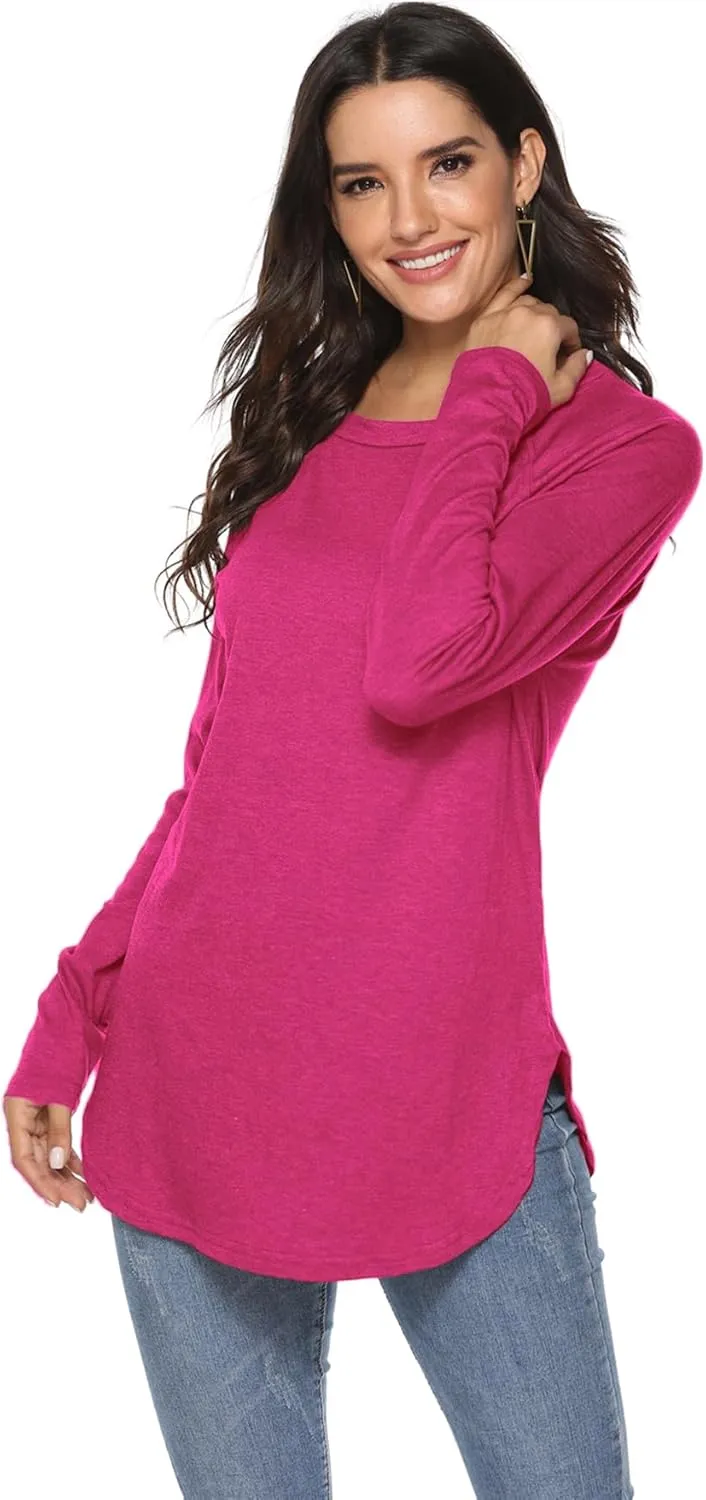 Newchoice Women's Casual Batwing Long Sleeve T Shirt Round Neck Basic Loose Tunic Tops