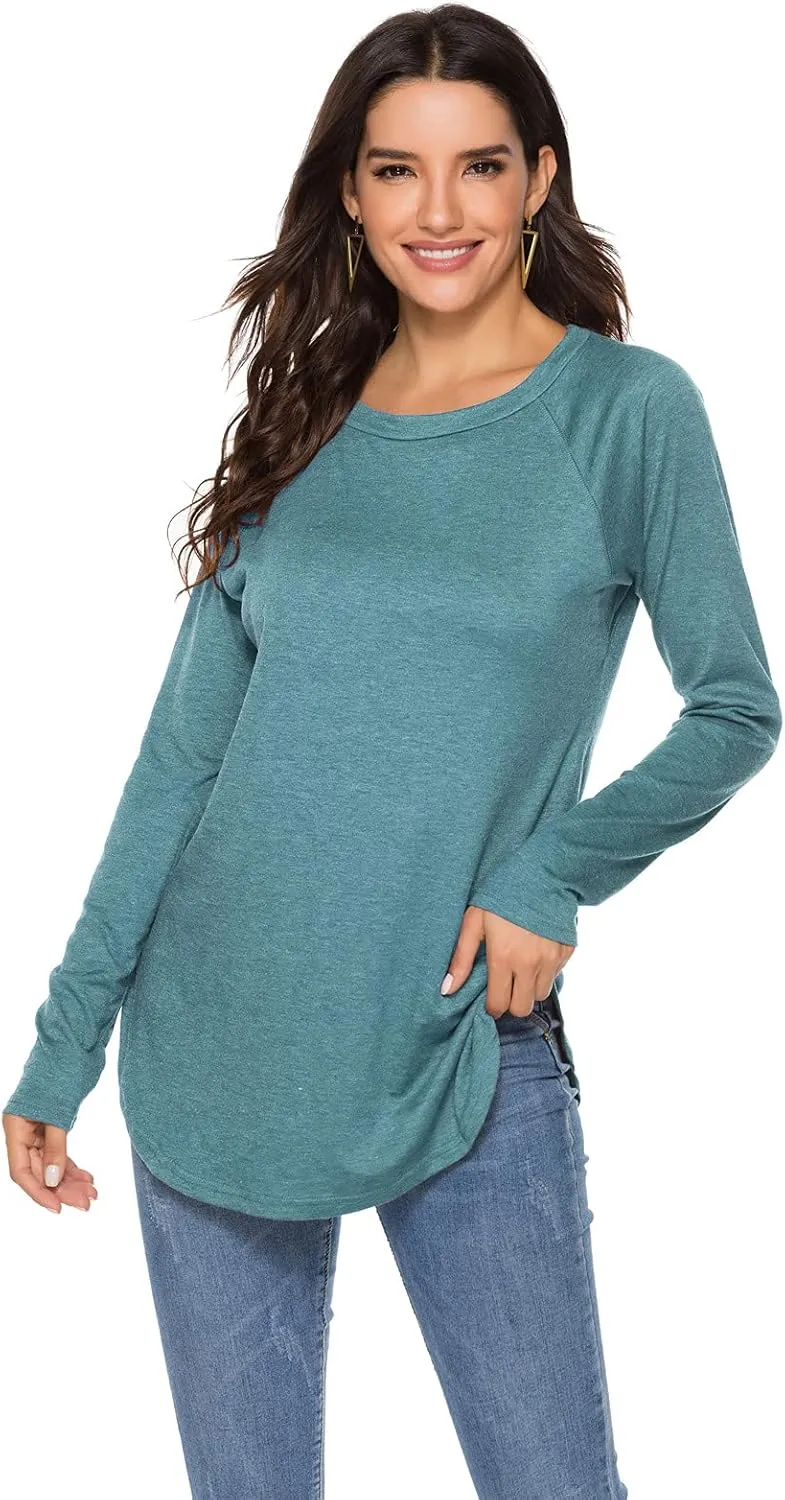 Newchoice Women's Casual Batwing Long Sleeve T Shirt Round Neck Basic Loose Tunic Tops