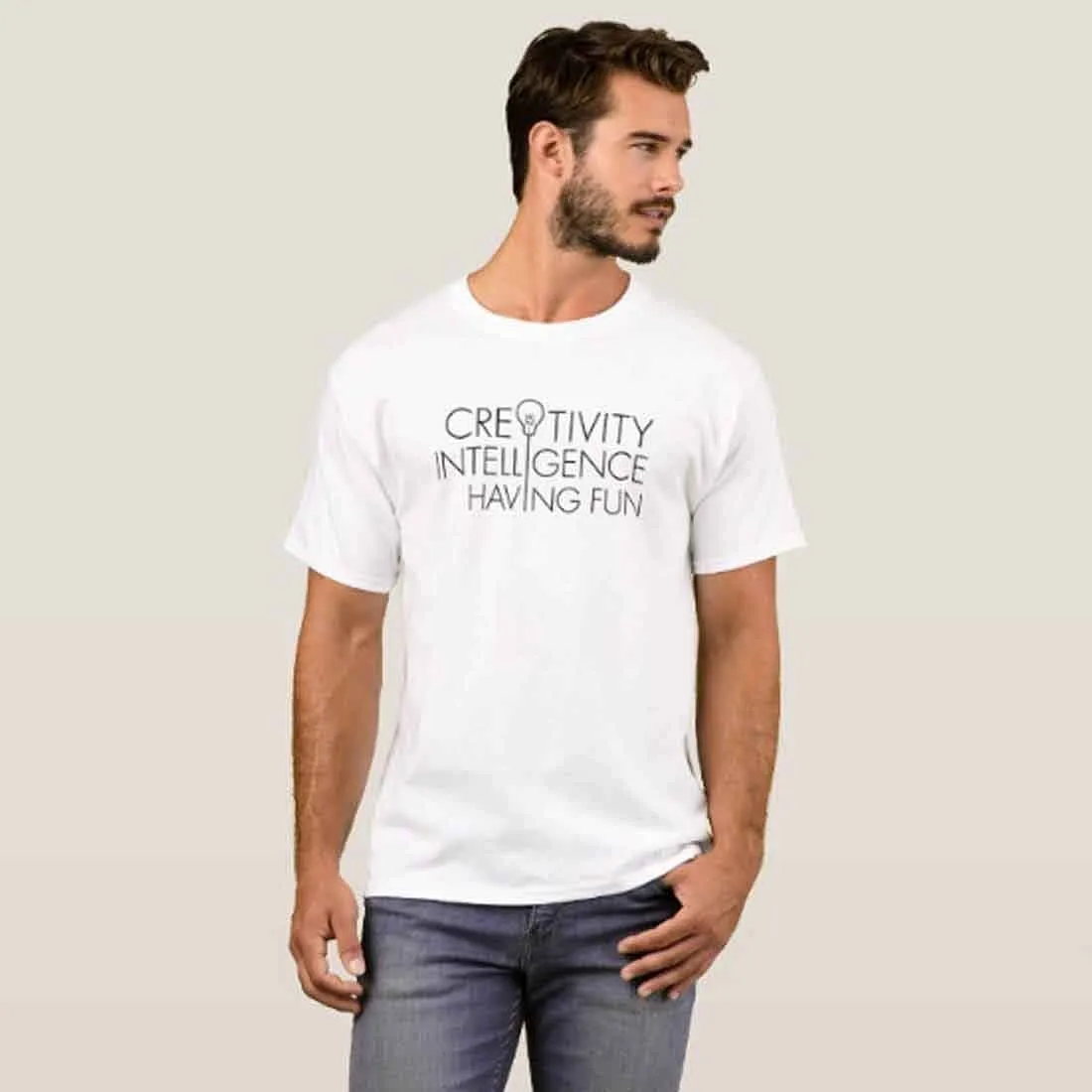 Nutcase Designer Round Neck Men's T-Shirt Wrinkle-Free Poly Cotton Tees - Creativity