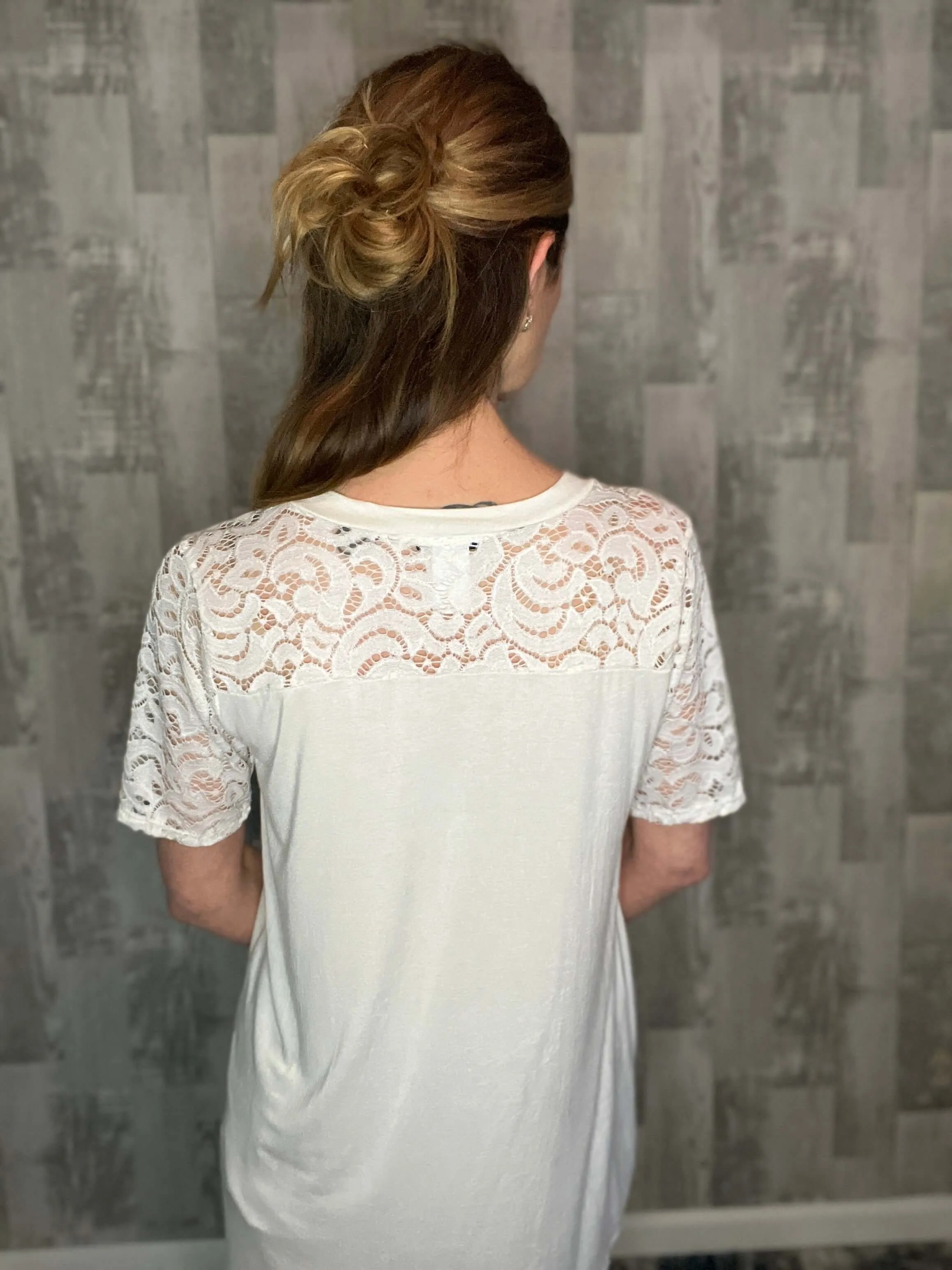 Obsessing Over Lace Top - White
