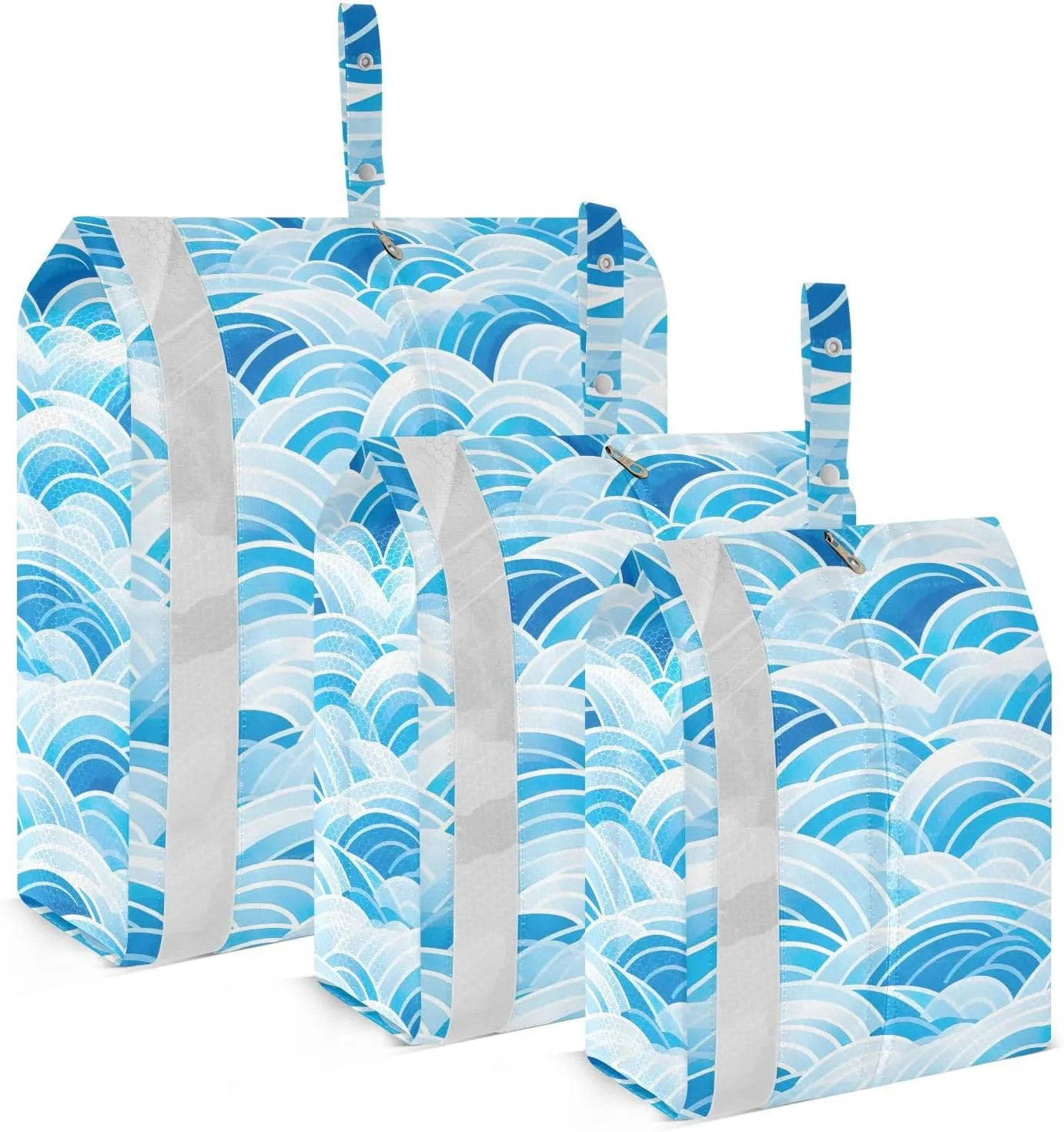 Ocean Sea Wave Packing Cubes for Travel 3 Set Compression Bags Luggage Bags for Packing