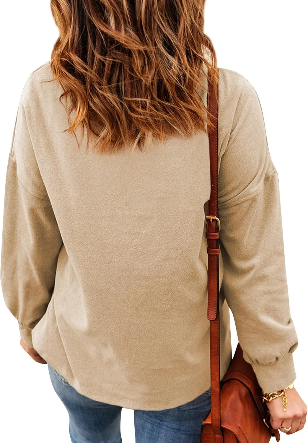 OUNAR Women Casual Long Sleeve Sweatshirt Cowl Neck Drawstring Thick Dralon Loose Pullovers Shirts Tops Sweatshirts