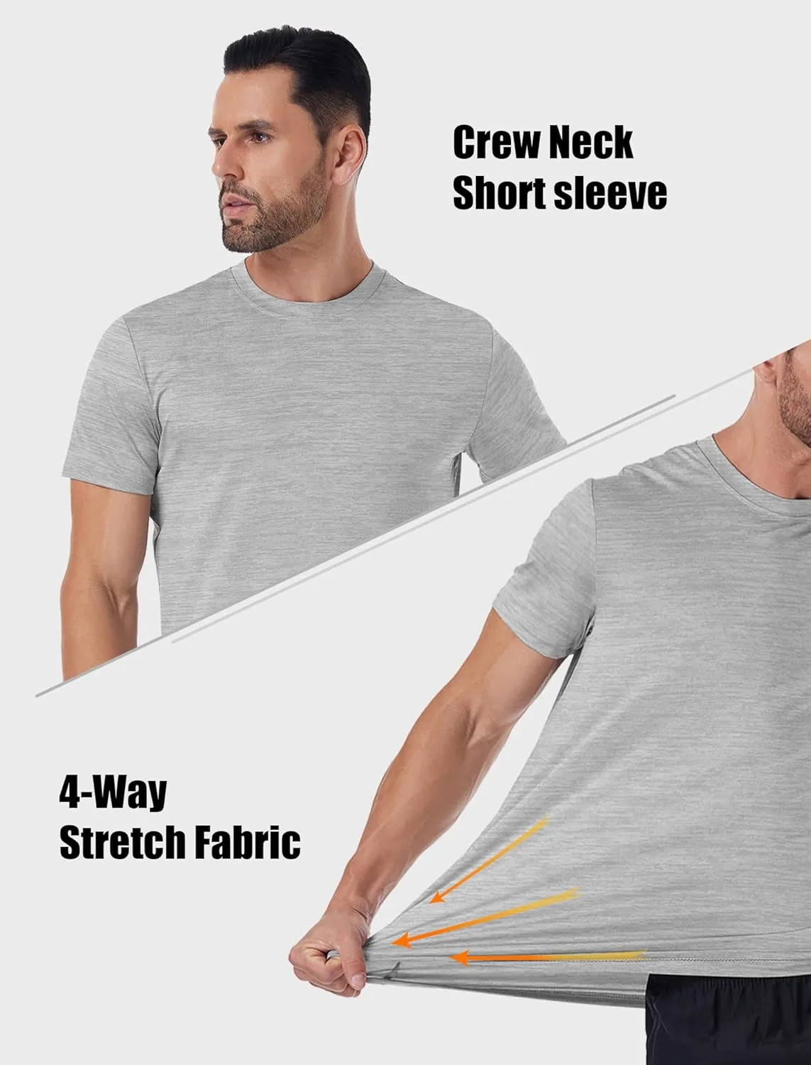 OYGSieg 6 Pack Workout Shirts for Men Moisture Wicking Quick Dry Athletic Gym Crew Neck Short Sleeve Active UPF SPF T Shirt