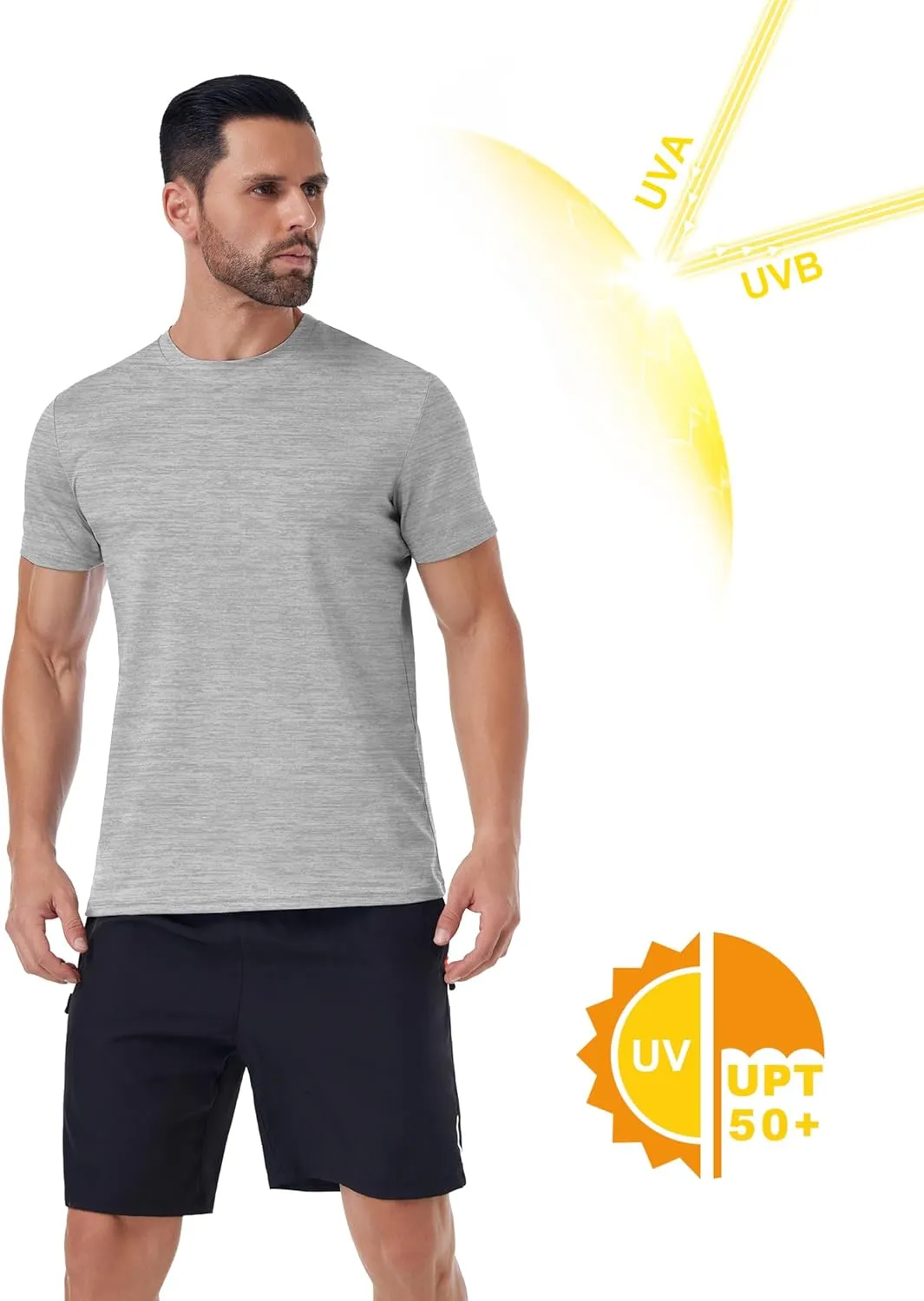OYGSieg 6 Pack Workout Shirts for Men Moisture Wicking Quick Dry Athletic Gym Crew Neck Short Sleeve Active UPF SPF T Shirt
