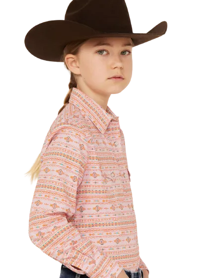 Panhandle Kid's Southwestern Print Long Sleeve Pearl Snap Shirt
