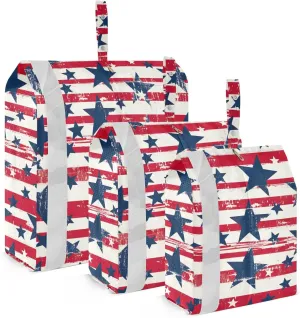 Patriotic Stars Striped American Packing Cubes for Travel 3 Set Large Packing Cubes Luggage Bags Organizer for Packing