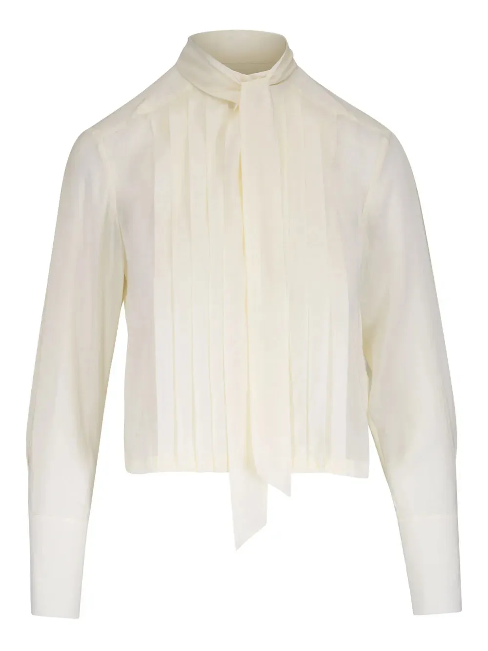 Patti Top with Pleats and Tie in Ivory