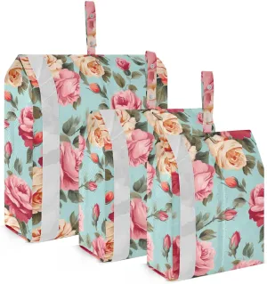 Peony Rose Blue Packing Cubes for Travel 3 Set Travel Organizer Suitcase Organizer Bags Set for Suitcases