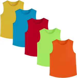 Phedrew 5 Pack Boys Youth Kids Mesh Athletic Quick Dry Tank Top Sleeveless T Shirts Moisture Wicking Tank Tops (Age 4-18)
