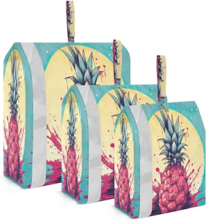 Pineapple Pink Blue Packing Cubes for Travel 3 Set Compression Travel Cubes Luggage Cubes for Woman Man