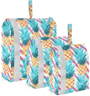 Pineapple Red White Stripe Packing Cubes for Travel 3 Set Packing Cubes Compression Luggage Packing Organizers for Travel Compression