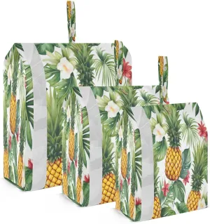 Pineapple Tropical Leaves Flower Packing Cubes for Travel 3 Set Travel Organizer Bags Luggage Organizers for Packing Compression