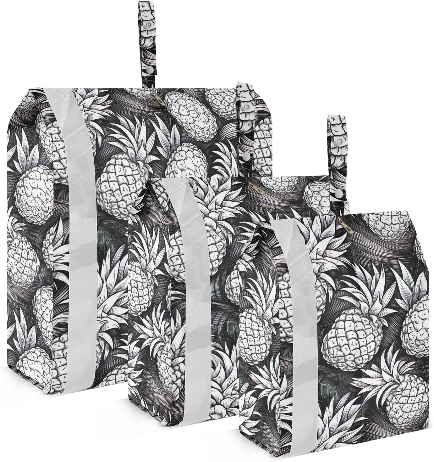 Pineapples Gray Packing Cubes for Travel 3 Set Travel Packing Cubes Luggage Bags for Travel