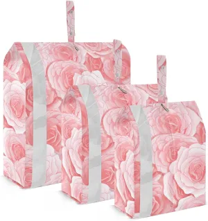 Pink Beautiful Rose Packing Cubes for Travel 3 Set Luggage Packing Cubes Luggage Packing Organizers for Travel Accessories