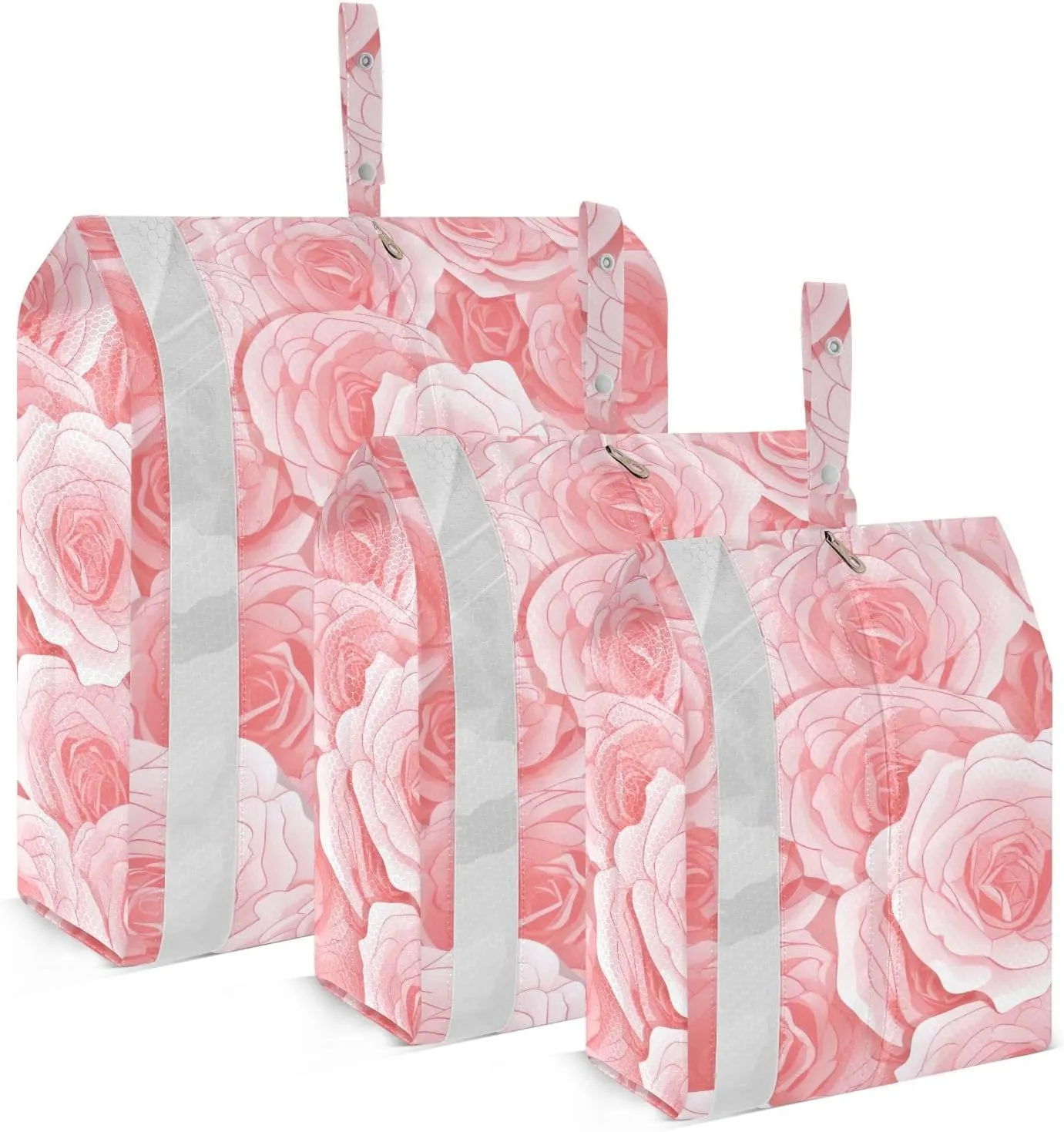 Pink Beautiful Rose Packing Cubes for Travel 3 Set Luggage Packing Cubes Luggage Packing Organizers for Travel Accessories