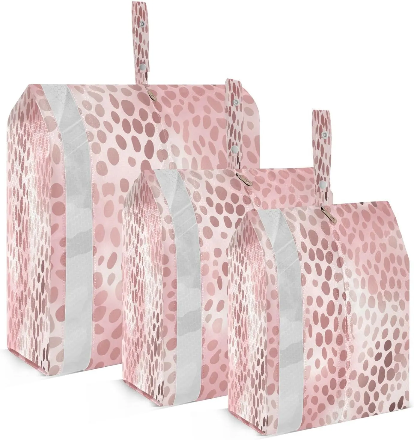 Pink Dot Leopard Print Packing Cubes for Travel 3 Set Travel Organizer Luggage Cubes for Packing