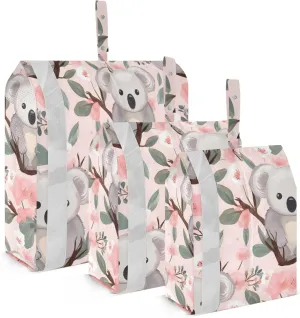 Pink Flowers Koala Packing Cubes for Travel 3 Set Packing Travel Organizer Cubes Luggage Bags Organizer for Carry On