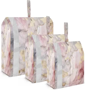 Pink Marble Golden Packing Cubes for Travel 3 Set Packing Essentials Luggage Packing Organizers for Woman Man