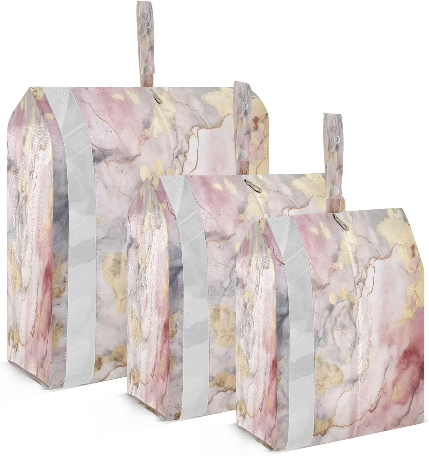 Pink Marble Golden Packing Cubes for Travel 3 Set Packing Essentials Luggage Packing Organizers for Woman Man