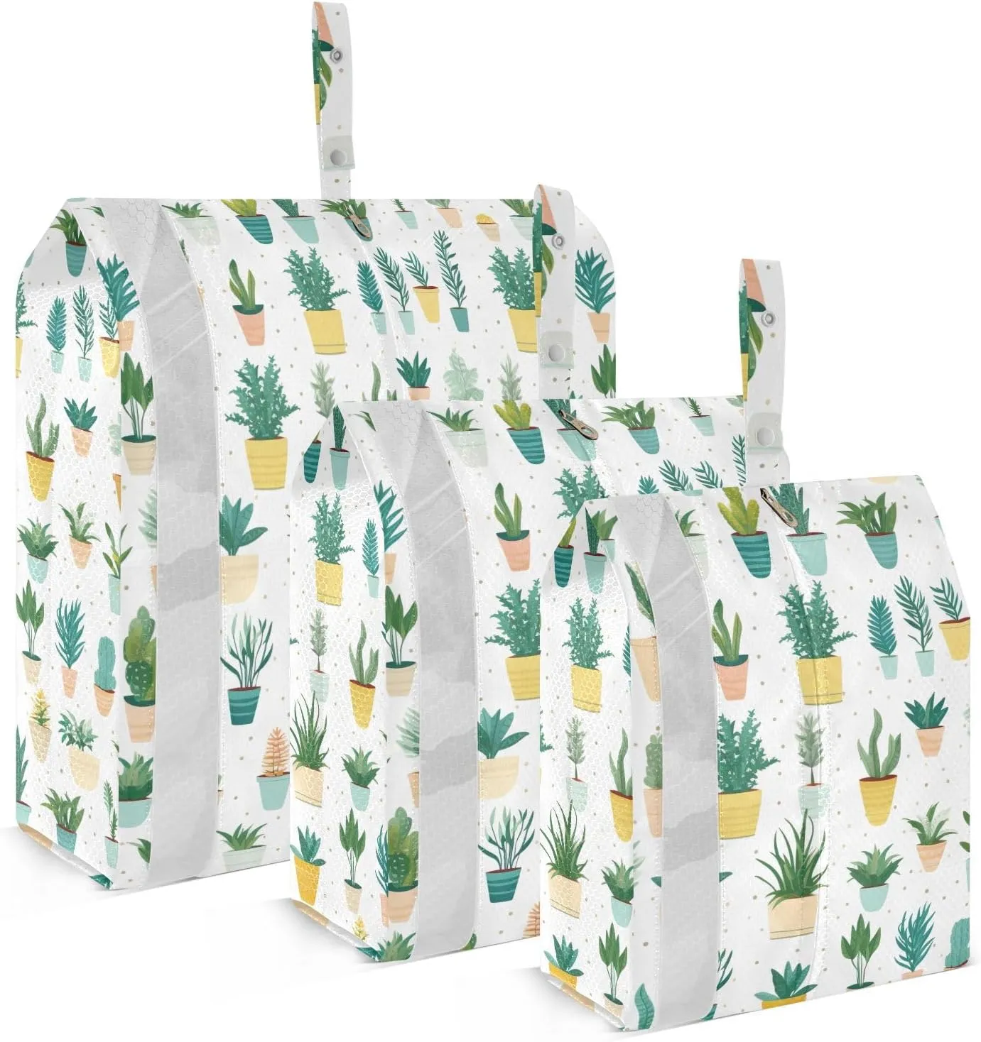 Plants White Packing Cubes for Travel 3 Set Packing Compression Cubes Suitcase Organizer Bags Set for Vacation Clothes