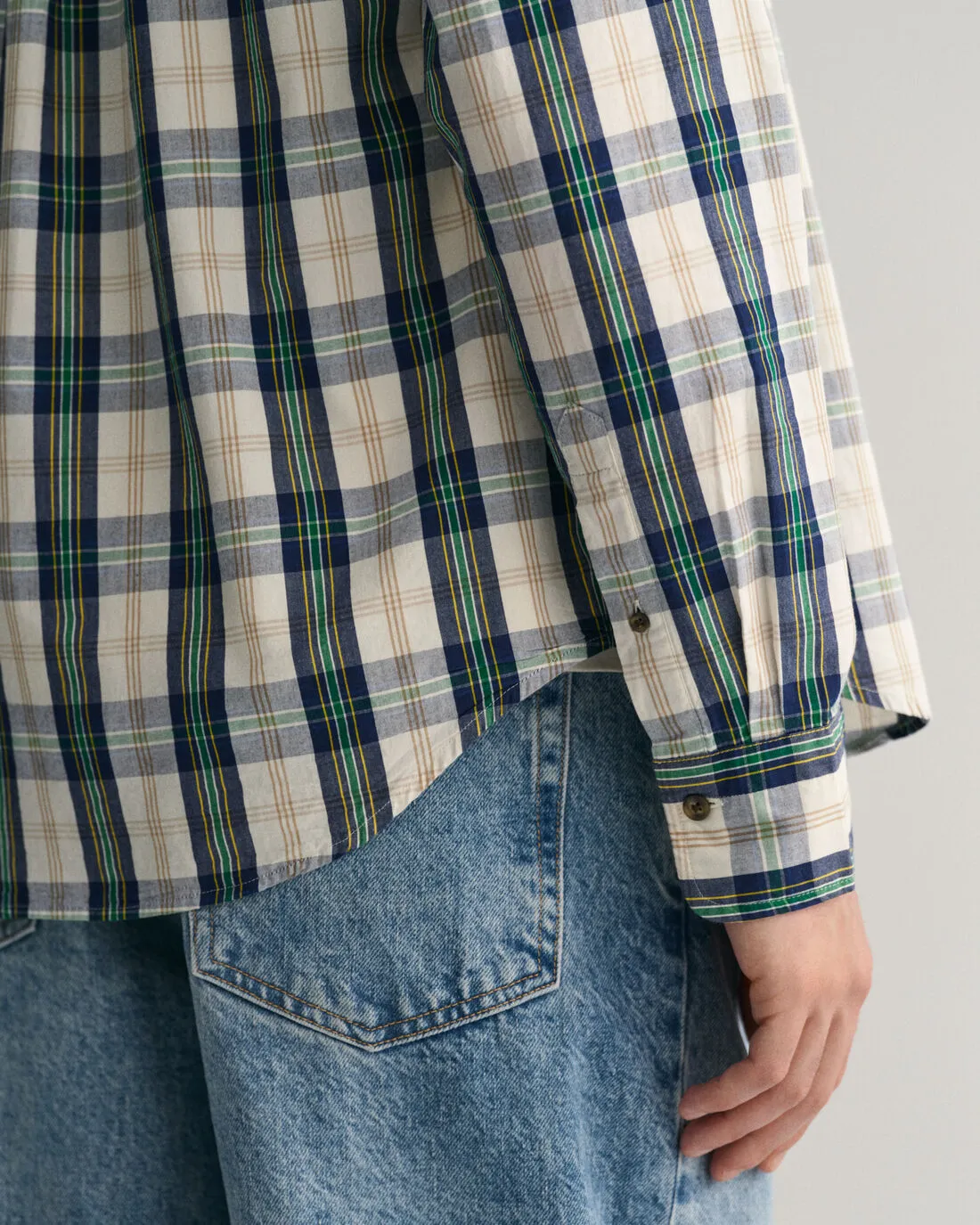 Poplin Shirt - Check - Archive Shield - Eggshell