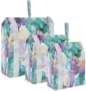 Purple Watercolor Green Packing Cubes for Travel 3 Set Compressible Packing Cubes Luggage Cubes for Carry On Suitcases