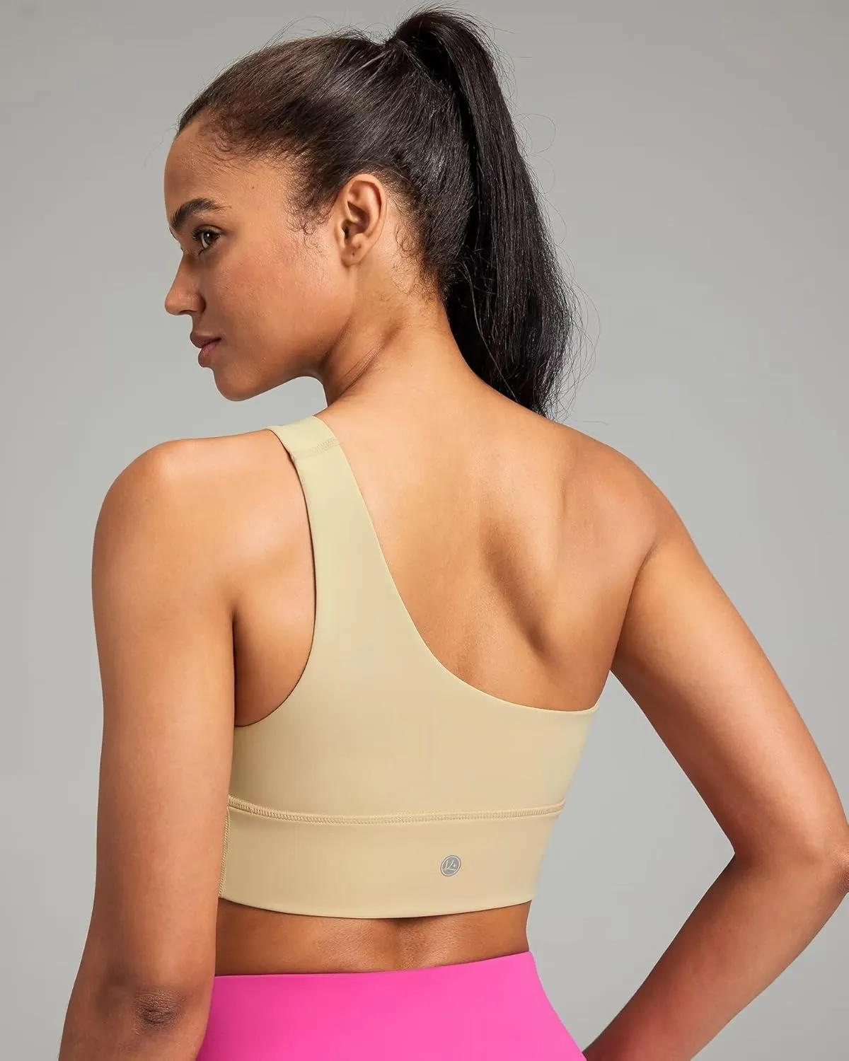 QUEENIEKE Womens One Shoulder Sports Bra Workout Strap Yoga Bras Cute Low Support Tops