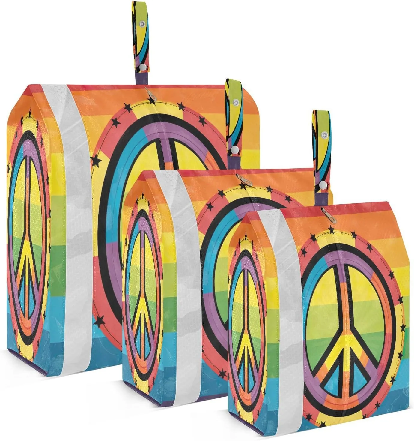 Rainbow Peace Sign Packing Cubes for Travel 3 Set Packing Travel Organizer Cubes Luggage Bags Organizer for Luggage