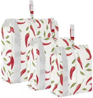 Red Chili Peppers Packing Cubes for Travel 3 Set Compression Travel Cubes Luggage Cubes for Woman Man