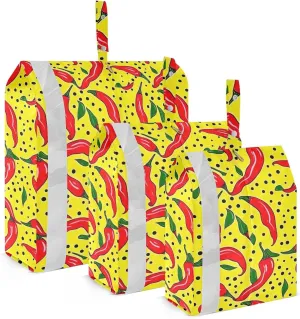 Red Chilli Pepper Yellow Packing Cubes for Travel 3 Set Packing Travel Organizer Cubes Suitcase Organizer Bags for Travel Compression