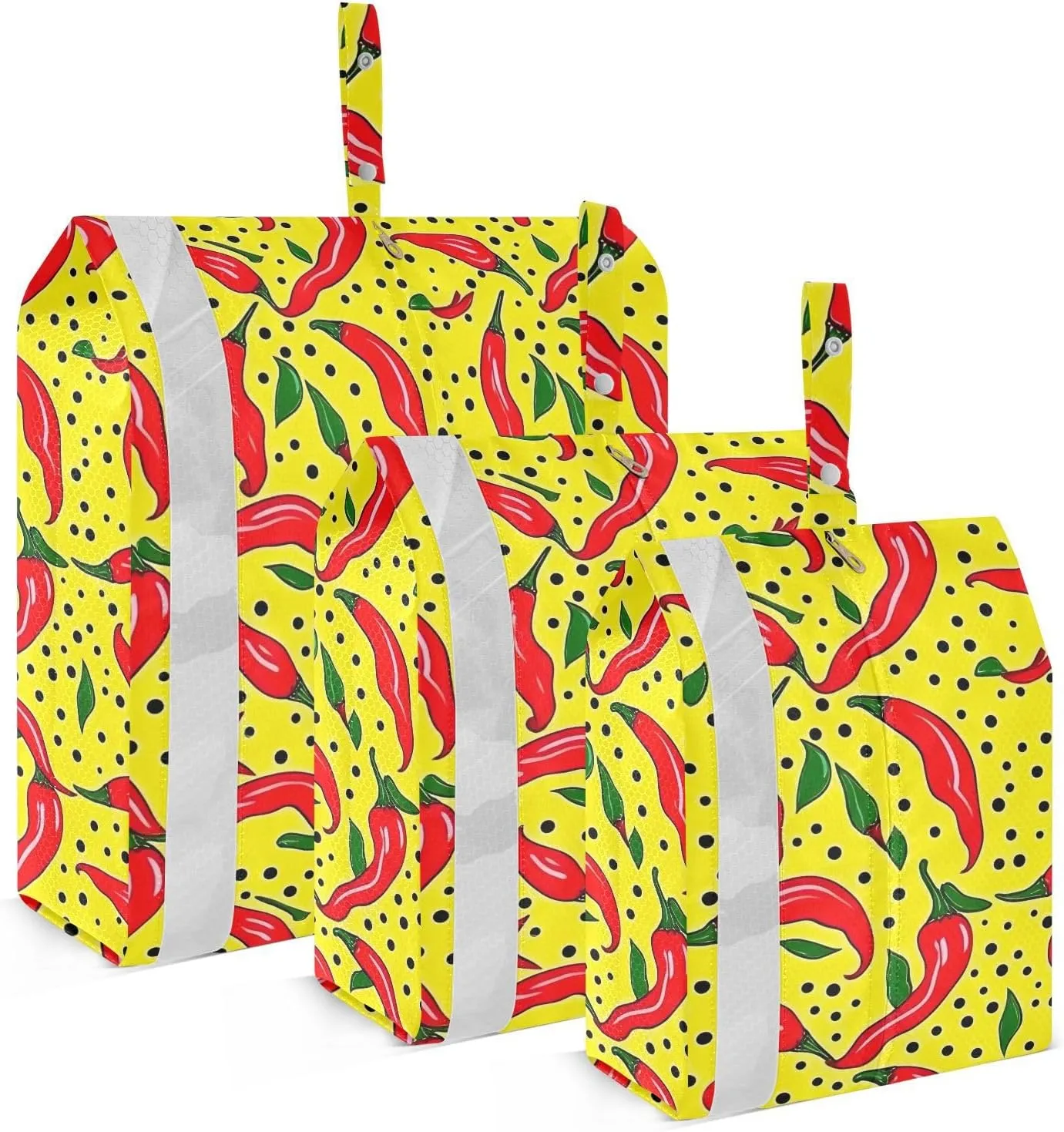 Red Chilli Pepper Yellow Packing Cubes for Travel 3 Set Packing Travel Organizer Cubes Suitcase Organizer Bags for Travel Compression