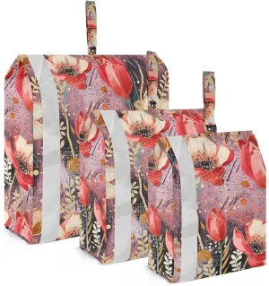 Red Flowers Floral Packing Cubes for Travel 3 Set Packing Travel Organizer Cubes Luggage Bags for Packing Compression