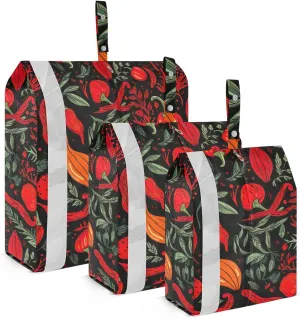 Red Vegetable Pepper Packing Cubes for Travel 3 Set Compression Bag Suitcase Organizer Bags for Luggage