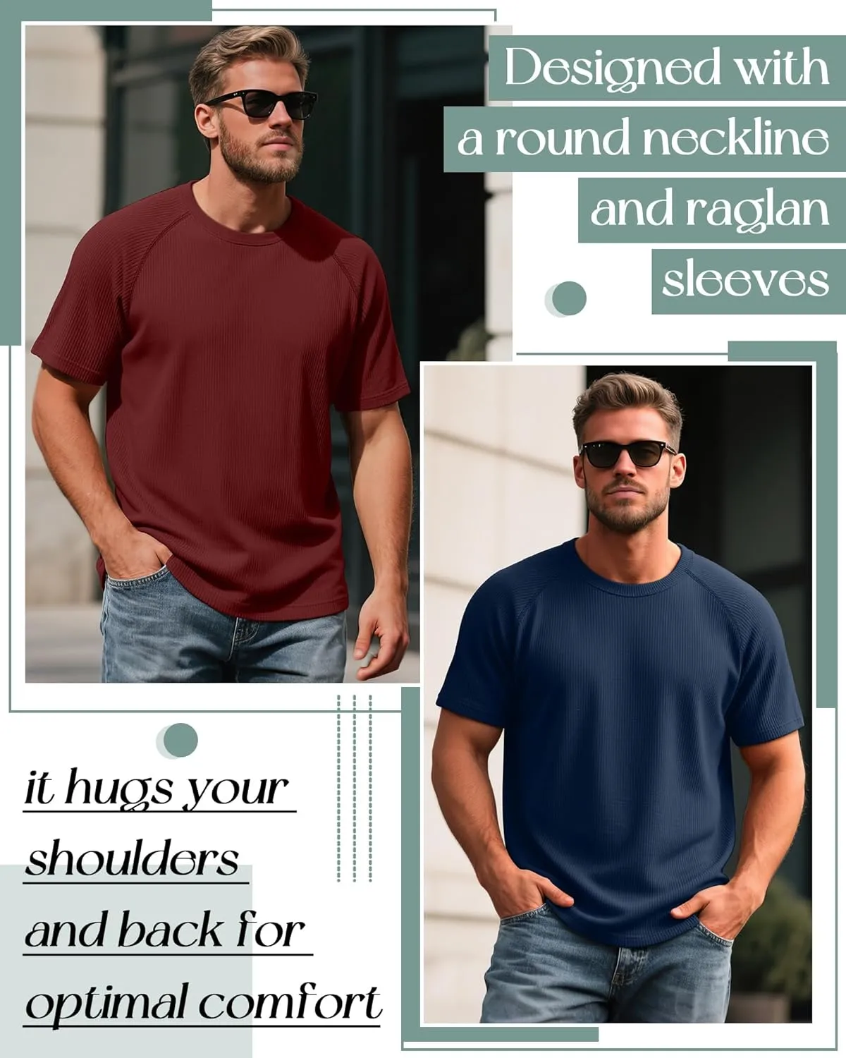 Riyiper 3 Pack Men's Big and Tall Ribbed Knit T-Shirts XL-5XL Summer Textured Casual Short Sleeve Tops Crew Neck Basic Tee